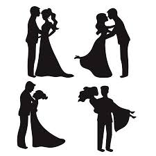 Download Set Of Vector Silhouettes Bride And Groom Wedding Couples Bride And Groom Silhouette Wedding Silhouette Wedding Filters