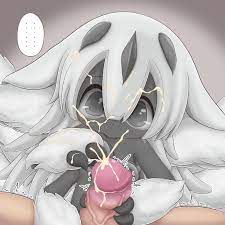 faputa, made in abyss, artist request, 10s, 1boy, 1girl, black skin, claws,  colored skin, cum, extra arms, hair between eyes, handjob, hetero, loli,  monster girl, penis, uncensored, white hair 