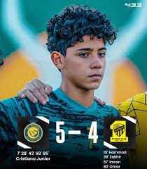Cristiano Jr scores 10 goals for Al Nassr U15 against Al-Ittihad