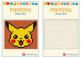 Feuille quadrillée à petits carreaux avec ou sans marge; Pixel Art Pikachu Facile
