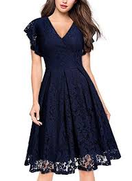 Missmay Women S Vintage Floral Lace Ruffle V Neck Cocktail Formal Swing Dress Medium Fashion Clothes Women Cocktail Dress Party Lace Party Dresses