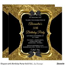 50th Birthday Black And Gold Invitations Elegant 50th Birthday Party Gold Golden Black Invitation Zazzle Com 50th Birthday Party 50th Birthday Invitations Black Invitation