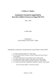 Assessment of Projects Supported by Save the Children Norway in Nepal  2005-2009