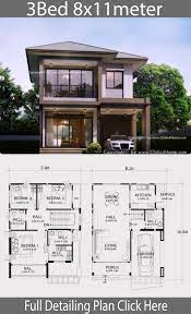 The two storey house plan for today is designed to meet the needs of comfort and relaxation. Home Design Plan 8x11m With 3 Bedrooms Home Design With Plansearch 2 Storey House Design Dream House Plans Modern House Plans