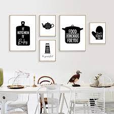 Black And White Kitchen Decor Wine Letters Canvas Painting Wall Art Pop Poster Print Pictures For Dining Room Home Decor White Wall Decor Kitchen Art Prints Wall Art Quotes