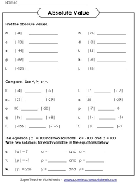 Absolute Value Worksheets With Answer Key Absolute Value Equations Absolute Value Literal Equations