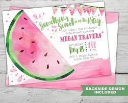 Watermelon Baby Shower Invitation For A Watermelon Themed Baby Etsy Baby Shower Watermelon Watermelon Party Invitations Baby Shower Invitations
