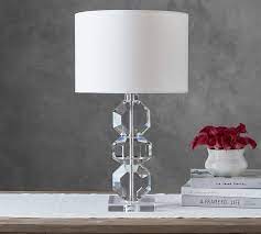 Glass is in perfect condition and brass has just been polished. Brooklyn Faceted Crystal Table Lamp Pottery Barn
