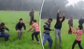 After realising that he couldn't pick up his pants with soapy hands, he laughed and continued to wash the car. Viral Video Boy On A Bungee Cord Has Trousers Pulled Down Travel News Travel Express Co Uk