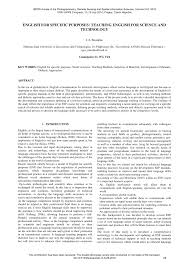 I am sharing my presentation about english for science and technology. Pdf English For Specific Purposes Teaching English For Science And Technology