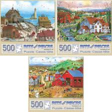 The 500 pieces photo puzzle is the right variant for those, who already discovered the fun of puzzling, but are afraid that the 1000 pieces jigsaw puzzle is . Bits And Pieces Value Set Of 3 500 Piece Jigsaw Puzzles For Adults Each Puzzle Measures