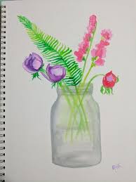Water Colour Flower Vase Flower Sketches Sketch Painting Watercolor Flowers