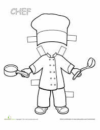 Chef Paper Doll Worksheet Education Com Paper Dolls Community Helpers Theme Coloring Pages