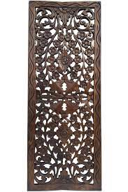 Floral Wood Carved Wall Panel Wall Hanging Asian Home Decor Decorative Thai Wall Relief Panel Carved Wood Wall Art Wooden Wall Art Panels Carved Wall Decor