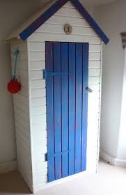 How To Create A Beach Hut Wardrobe From An Ikea Shelf Beach Hut Beach Hut Shed Beach House Decor