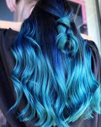 Dark Blue Into Light Blue Teal Balayage Ombre In 2020 Faded Hair Hair Dark Blue Hair