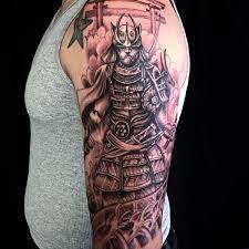 Our website provides the visitors with some great amazing samurai warrior sleeve tattoo. Cool Black Ink Samurai Warrior Tattoo On Left Half Sleeve