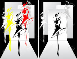 Set Fashion Show In Graphic Style Graphic Black Women Art Female Art