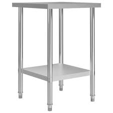 The lower shelf of the kitchen work table provides more storage space. Vidaxl Kitchen Work Table 23 6 X23 6 X33 5 Stainless Steel Vidaxl Com