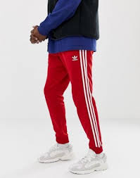 Adidas Originals Three Stripe Cuffed Sweatpants In Black Adidas Originals Superstar Sweatpants In Red Adidas Originals Outfit Adidas Outfit Men Red Adidas Pants