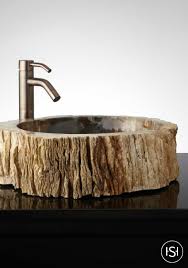 Vessel Sinks Glass Copper Steel Stone Signature Hardware Petrified Wood Wood Sink Petrified Wood Sink