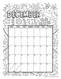 December 2018 Coloring Calendar Page Woo Jr Kids Activities Coloring Calendar Printable December Calendar Calendar Pages