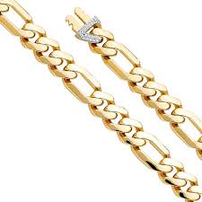 Maybe you would like to learn more about one of these? Men S 11 5mm Monaco Chain 14k Yellow Gold Figaro Bracelet With Cz Lock 8 5in Goldenmine Com