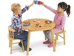 Sand down the table with a palm sander to remove old paint and stain. Butcher Block Table And Chair Set At Lakeshore Learning