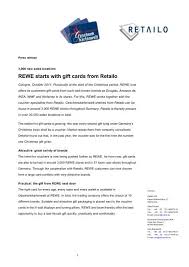 These options from reputable companies well help you get gift cards and codes for free. Rewe Starts With Gift Cards From Retailo Retailo Ag