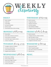 Printable Cleaning Checklists For Daily Weekly And Monthly