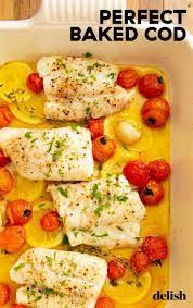 Lemony Baked Cod Roast Tomatoes Seafood Heaven Recipe Cod Fish Recipes Baked Fish Recipes Healthy Cod Fish Recipes