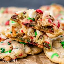 A copycat of panera's kitchen sink cookies these giant cookies have caramel bits, pretzels, chocolate chips, and are author: Christmas Kitchen Sink Cookies Santa S Trash Cookies Tastes Of Lizzy T