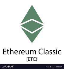 Ethereum classic cryptocurrency symbol Royalty Free Vector