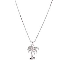 Silver Plated Crystal Palm Tree Necklace Palm Tree Necklace Necklace Silver