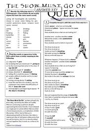Identify The Tenses In Bold Then Match Them With The Correct Description Song The Show Must Go On Queen English Esl Worksheets In 2020 Songs English Lessons Learn English