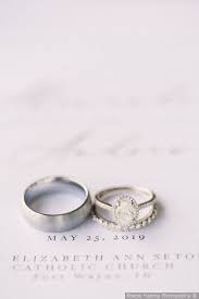 Stunning Wedding And Engagement Rings Shot With Date On Invitation Stacey Harting Photography Wedding Rings Photos Wedding Ring Photography Wedding Ring Shots