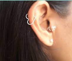 Helix Earring Open Heart Sterling Silver Gold Rose By Jcljewelry Helix Piercing Jewelry Helix Earrings Unique Ear Piercings