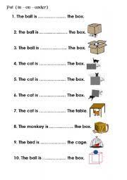 English Worksheet Preposition In On Under Preposition Worksheets Preposition Worksheets Kindergarten Prepositions