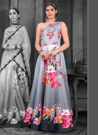 It has the perfect length and heaviness that you would require in a party. Buy Grey Digital Printed Anarkali Gown Party Wear Digital Print Printed Dresses And Gown Online Shopping Bgwsjssb803b