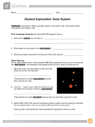 Junana is the beginning of a series of books that lead the reader into this new present. Solarsystem Worksheet For Gizmo Assignment Orbit Planets
