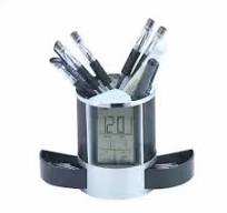 ISO9001 ISO14001 BSCI-audited Digital LED Desk Alarm Clock Mesh Pen Pencil  Holder Calendar Timer Desktop Drawer Organizers