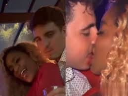 Cariúcha e filho de Gugu Liberato são flagrados aos beijos em festa