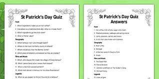Each question relates to the holiday and features a referenced answer. Care Home St Patrick S Day Quiz