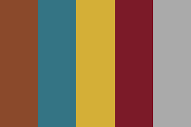 Red and gold color palette. Brown Teal Gold Red Color Palette