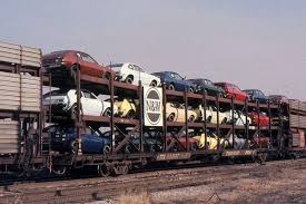Vintage Auto Racks Rail Car Car Carrier Train
