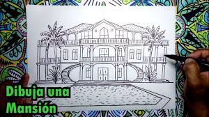Como Dibujar Una Casa Tipo Mansion Pasos Faciles Youtube