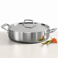 Gourmet Tri Ply Clad 6 Qt Stainless Steel Covered Braiser Cookware Set Stainless Steel Gourmet Stainless