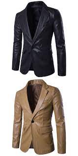 Men S Slim Fit Leather Jacket Blazer Men Soft Pu Leather Coat Male Fashion Black White Red Kha Mens Fashion Blazer Jackets Men Fashion Leather Jacket Men Style