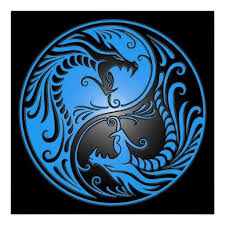 Black And Blue Dragon Logo Yin Yang Dragons Blue And Black Poster Zazzle Com Yin Yang Art Yin Yang Designs Yin Yang