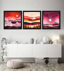 When you imagine modern spaces, do you see minimalist decor, blank walls and clean lines? Abstract Sunset Painting Set Of 3 Frames With Prints Girl Room Decor Wall Decor Ideas Living Room Wall Frames Best Wall Interiors Elegant Picture Frames Modern Home Decors Buy Online At Best